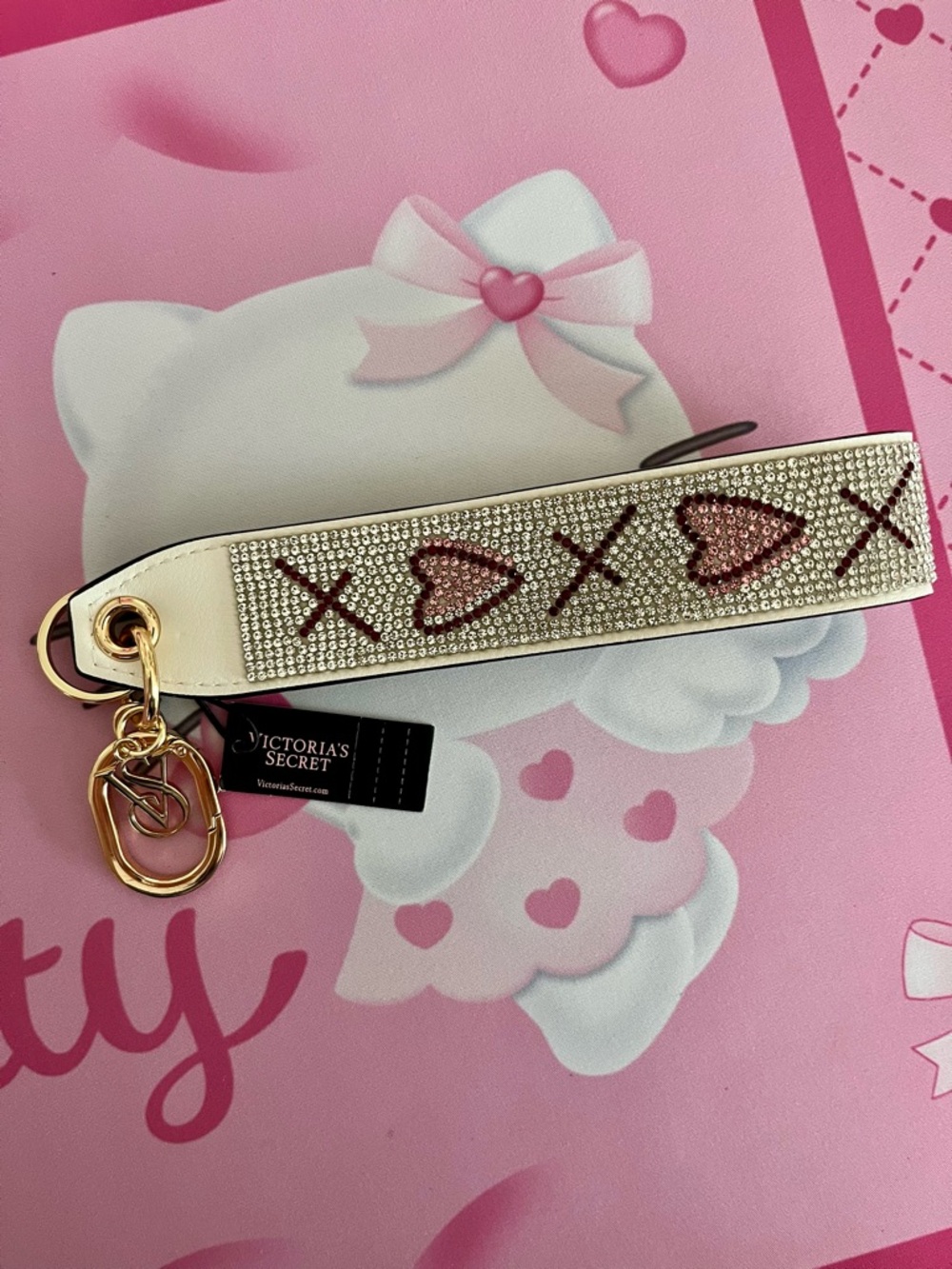 NWT Victoria's Secret Wristlet Strap Keychain Swan Love